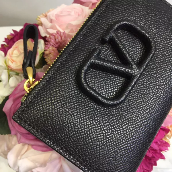 Aaa replica bags VALENTINO VSLING GRAINY CALFSKIN CARDHOLDER WITH ZIPPER 0117