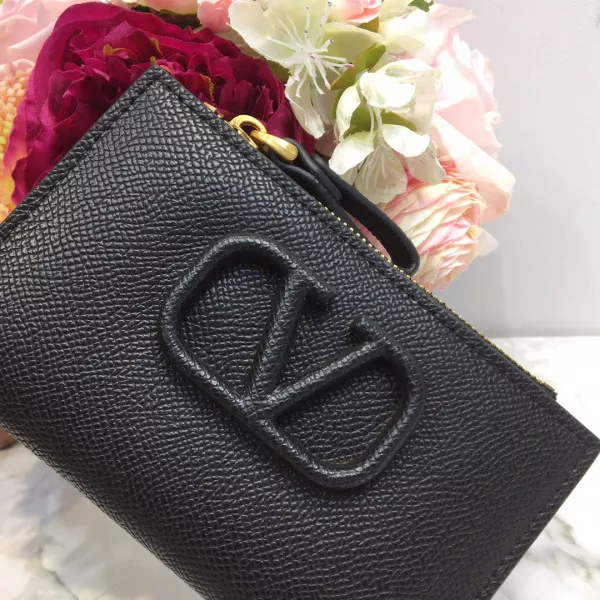 Aaa replica bags VALENTINO VSLING GRAINY CALFSKIN CARDHOLDER WITH ZIPPER 0117