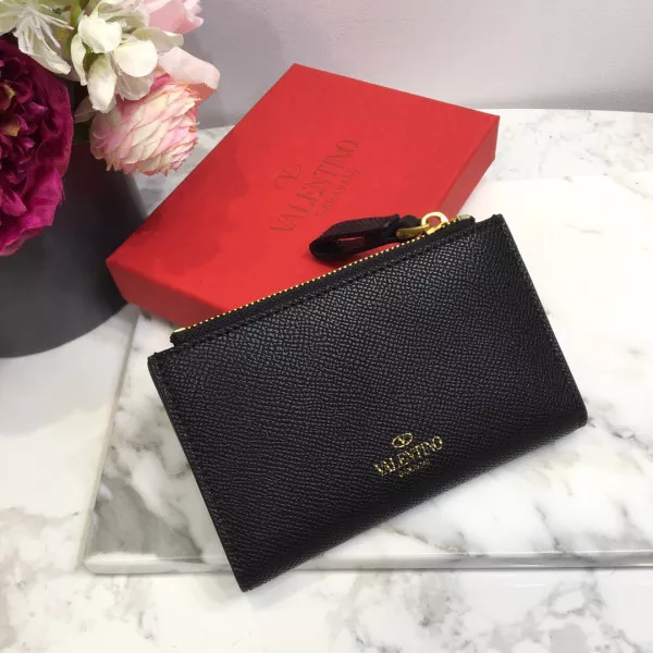 Aaa replica bags VALENTINO VSLING GRAINY CALFSKIN CARDHOLDER WITH ZIPPER 0117