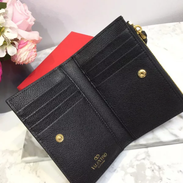 Aaa replica bags VALENTINO VSLING GRAINY CALFSKIN CARDHOLDER WITH ZIPPER 0117