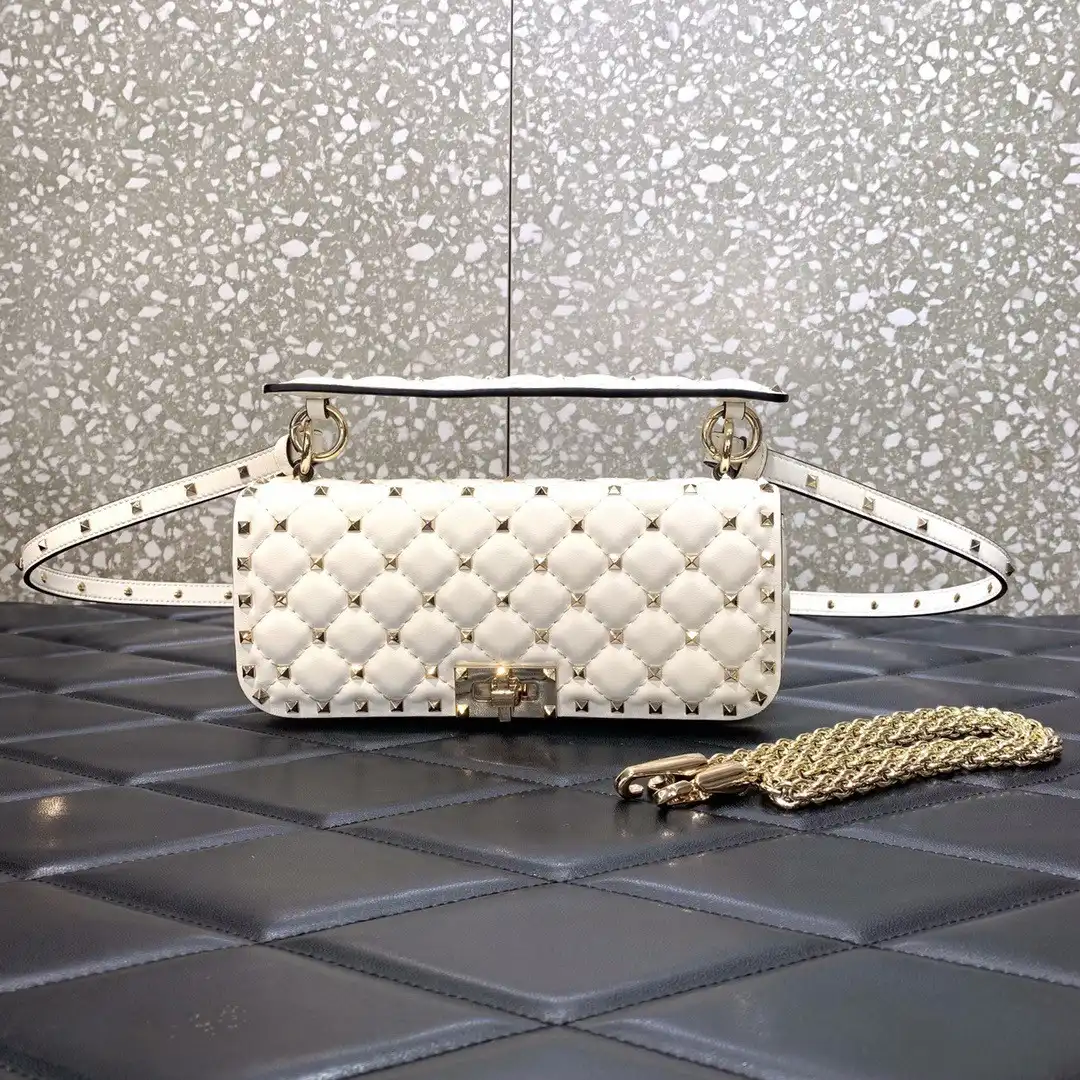 Aaa replica ru VALENTINO ROCKSTUD SPIKE SHOULDER BAG IN CRACKLE-EFFECT METALLIC 0206